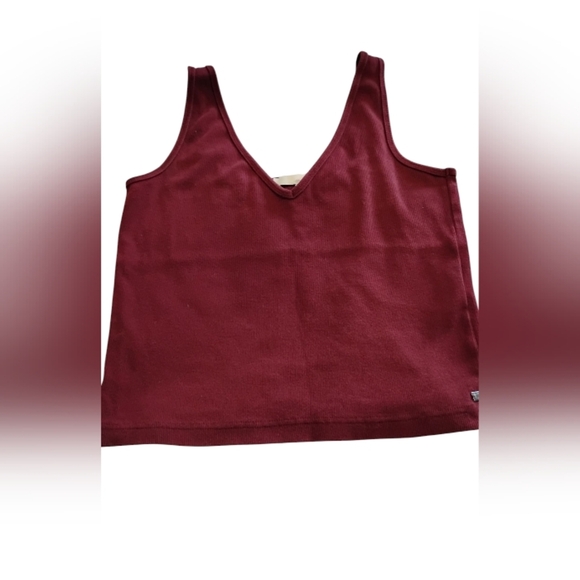 monk & lou | Woman's Burgundy Red Wine Fitted Ribbed Crop Top | Medium - Picture 2 of 8